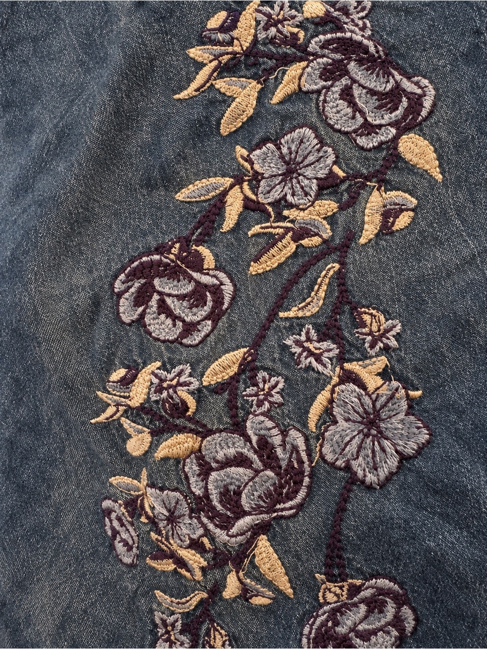 Bandolino Emery Embroidered Peasant Blouse Washed Blue Gray L - Picture 4 of 4
